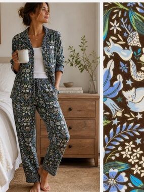 Vera Bradley Women’s 2-Piece Pajama Set Enchanted Woodland Size Small NWT